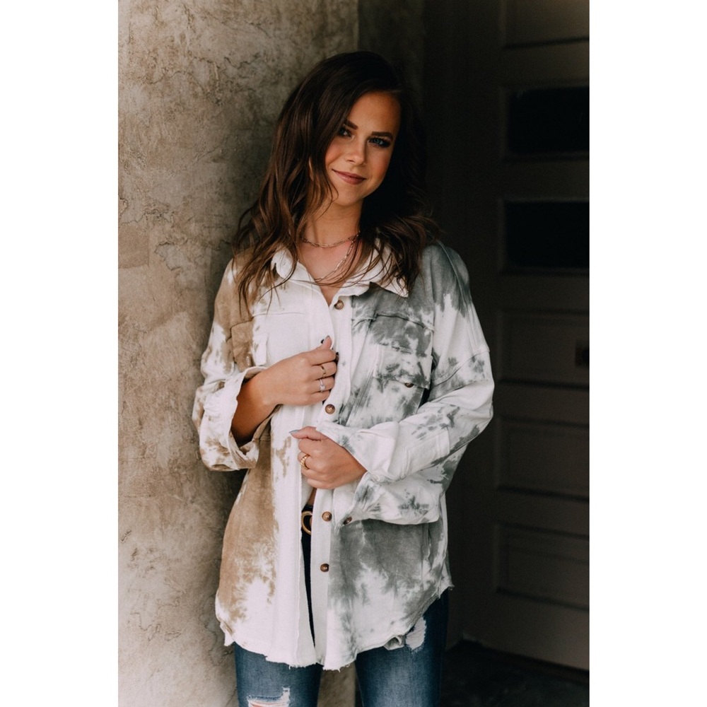 PRICE DROP RESTOCK! Tie Dye Utility Jacket in Toasted Coffee - Picture 4 of 10